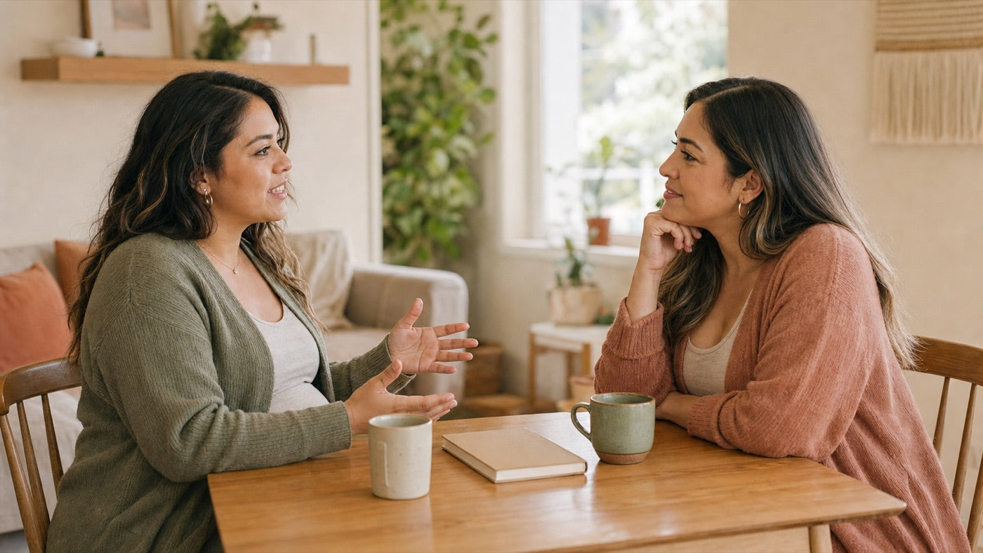 Two women sharing a warm conversation